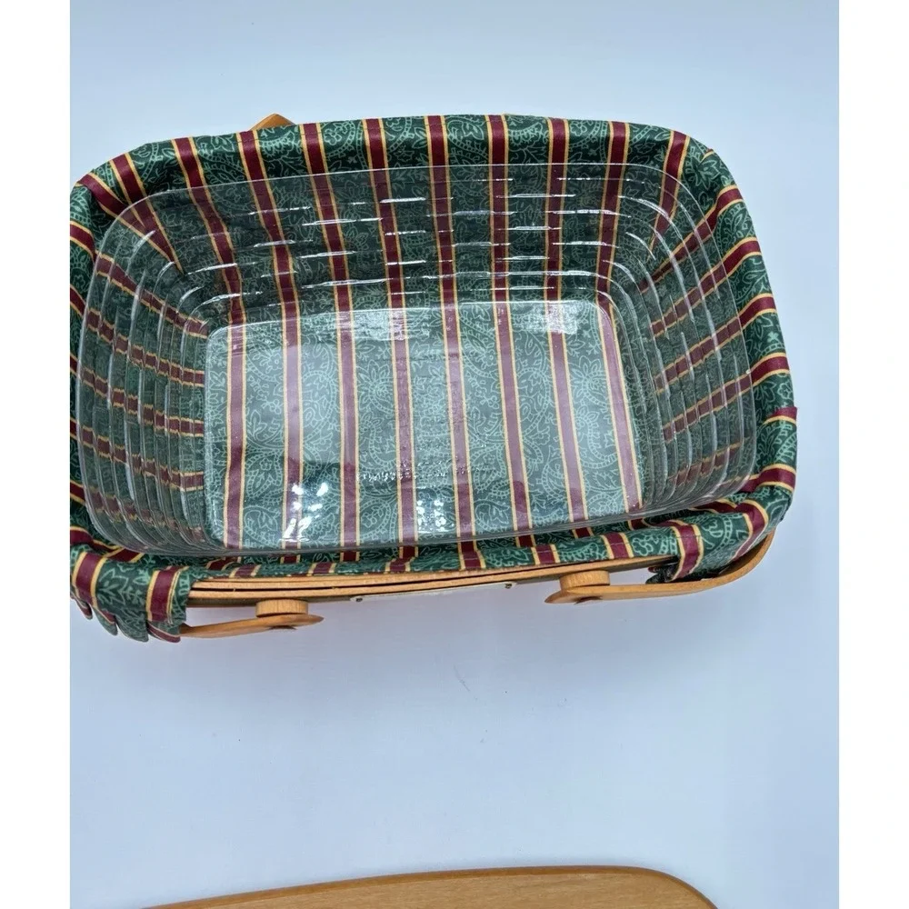 Longaberger 1996 Holiday Cheer Basket Set Lid Liner Protector Christmas USA